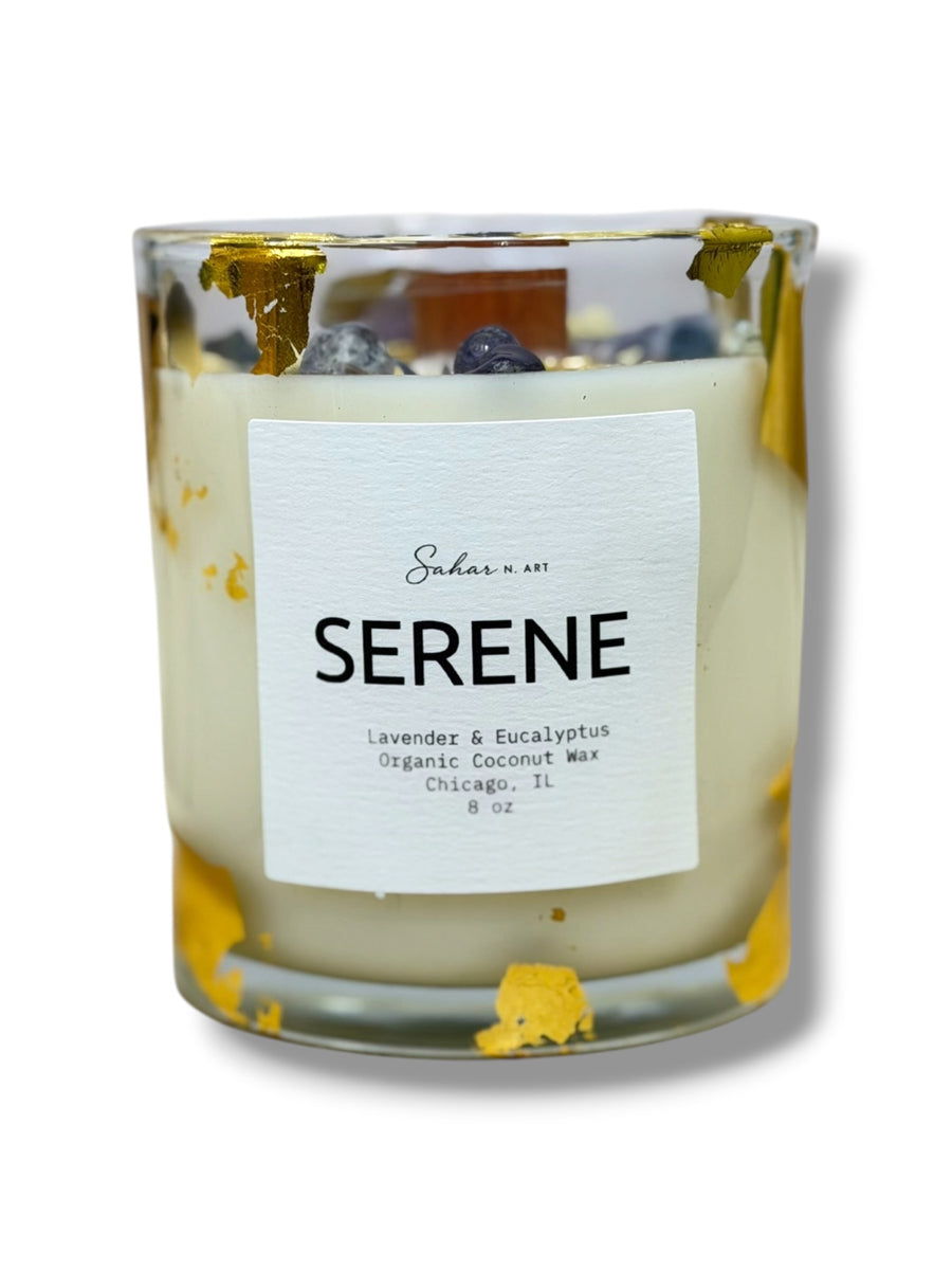 SERENE - Lavender & Eucalyptus Crystal Candle for Calm