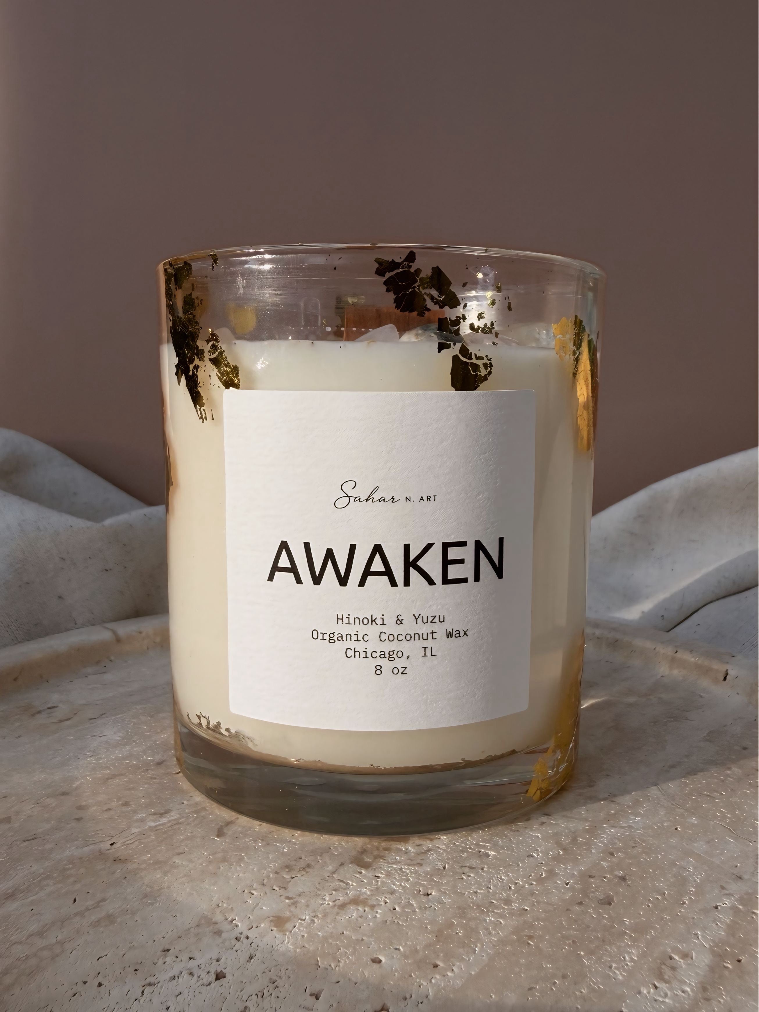 AWAKEN - Citrus & Wood Crystal Candle