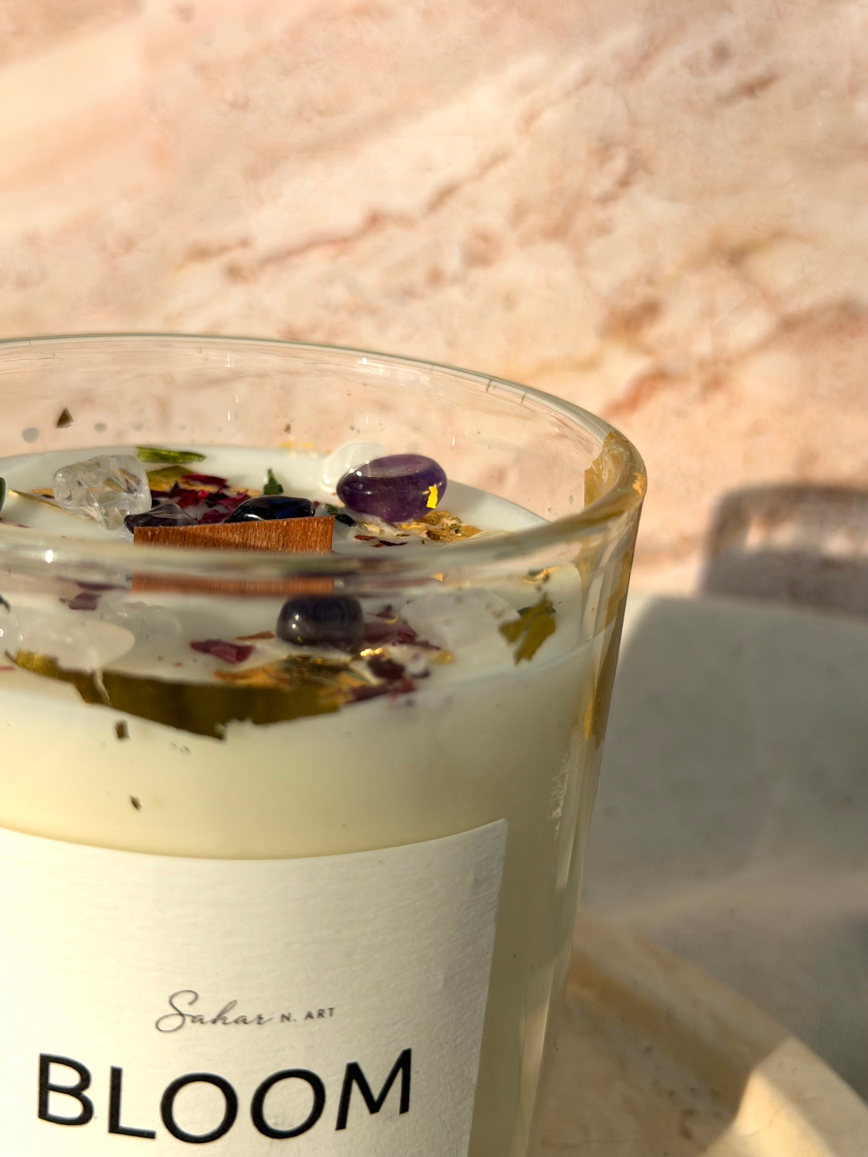 BLOOM — Rose Oud Crystal Candle for Self Love & Growth