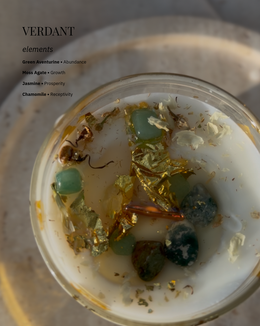 VERDANT — Crystal Candle for Abundance & Growth