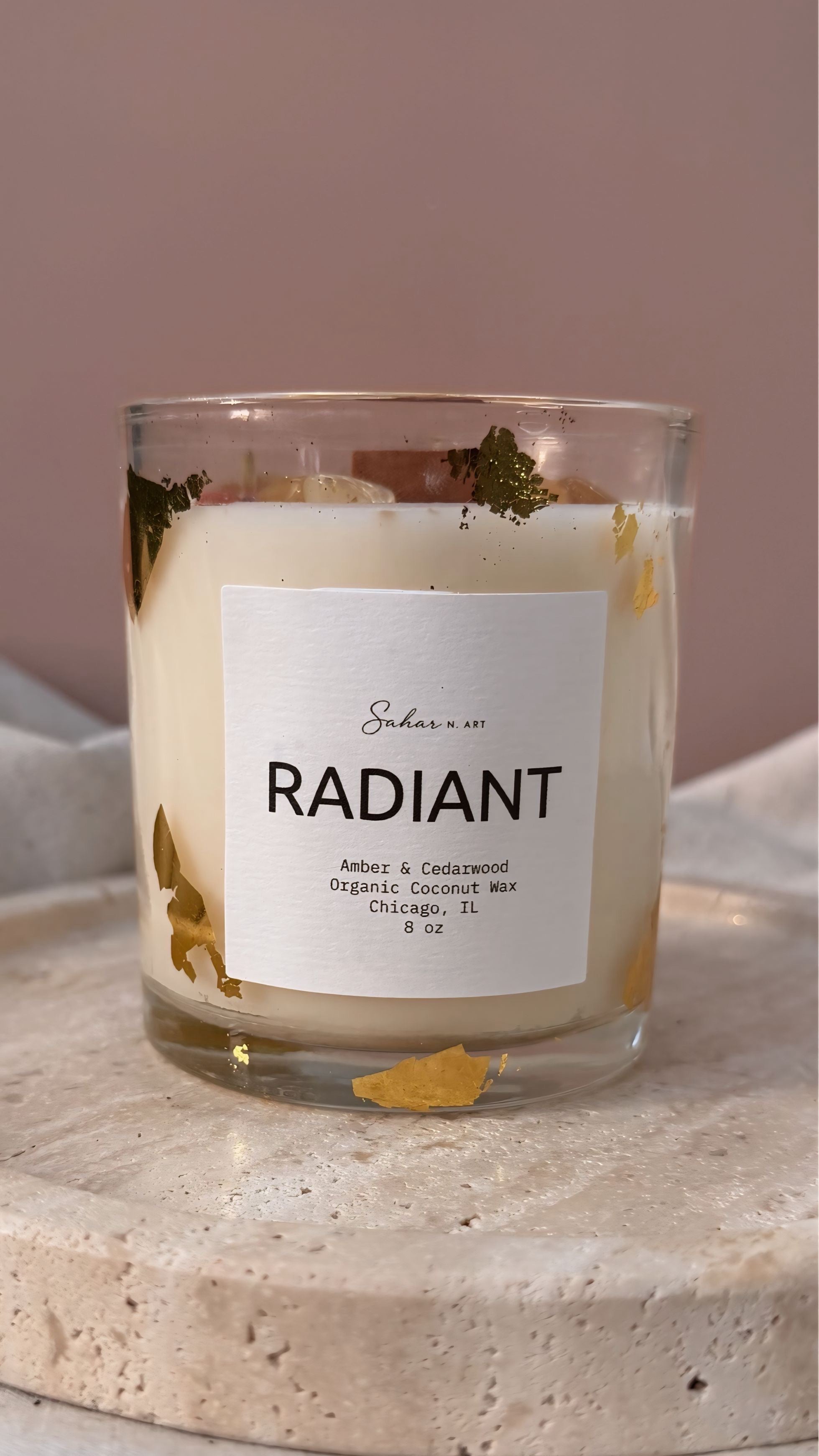 RADIANT - Amber & Cedarwood Crystal Candle for Confidence