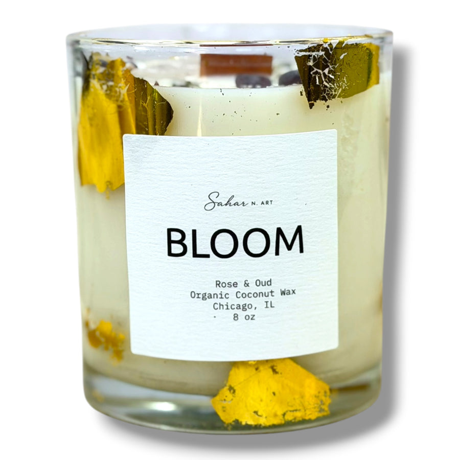 BLOOM — Rose Oud Crystal Candle for Self Love & Growth