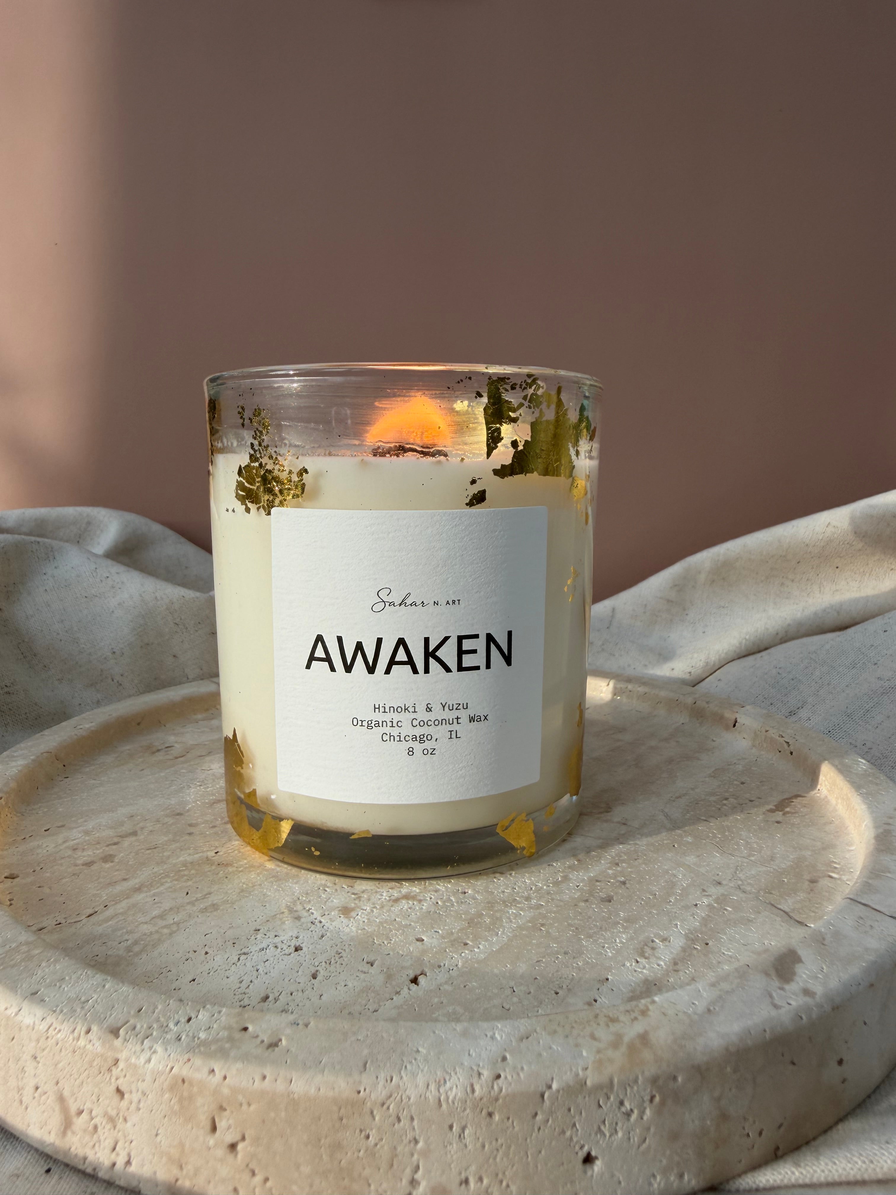 AWAKEN - Citrus & Wood Crystal Candle