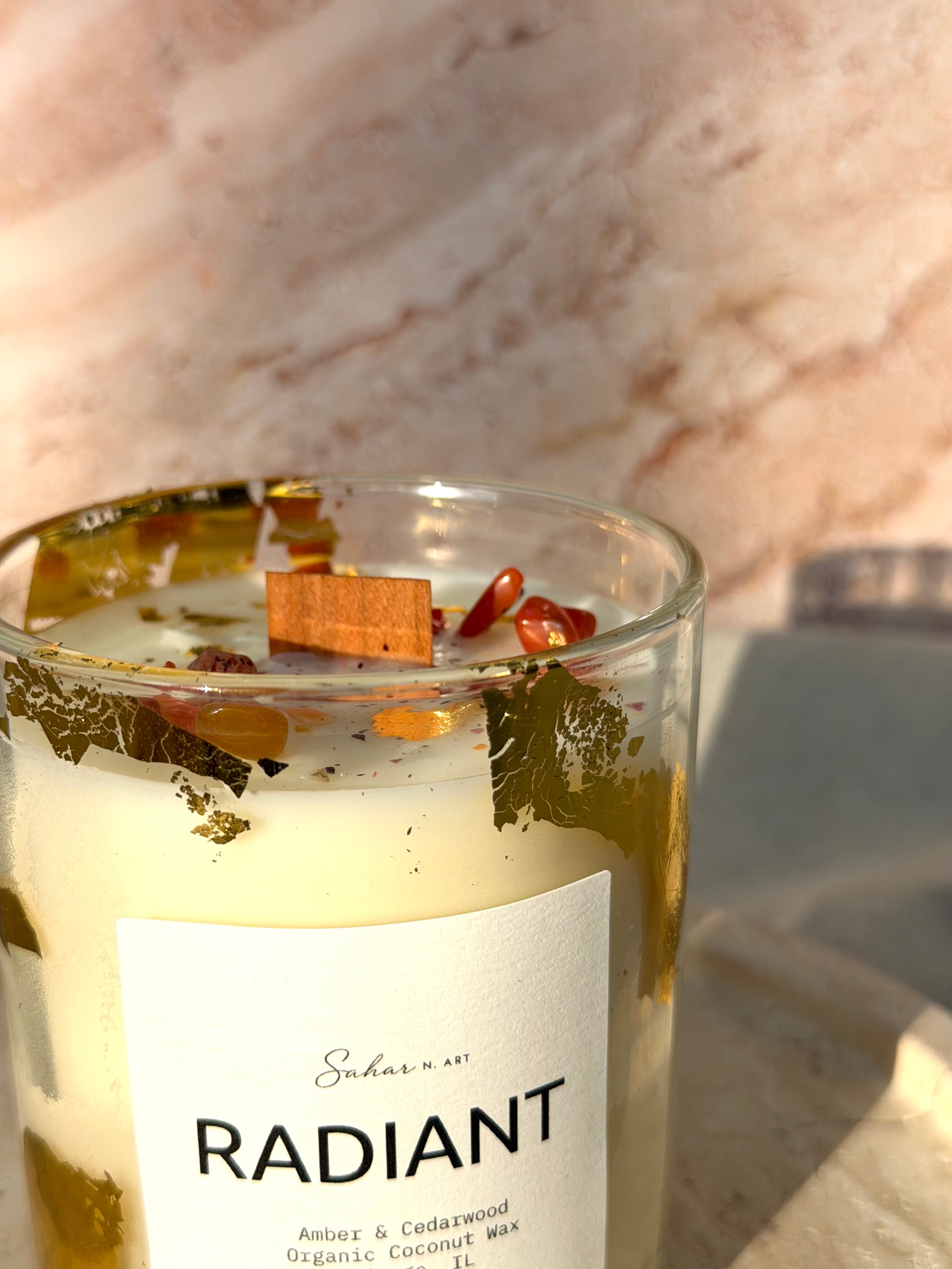 RADIANT - Amber & Cedarwood Crystal Candle for Confidence