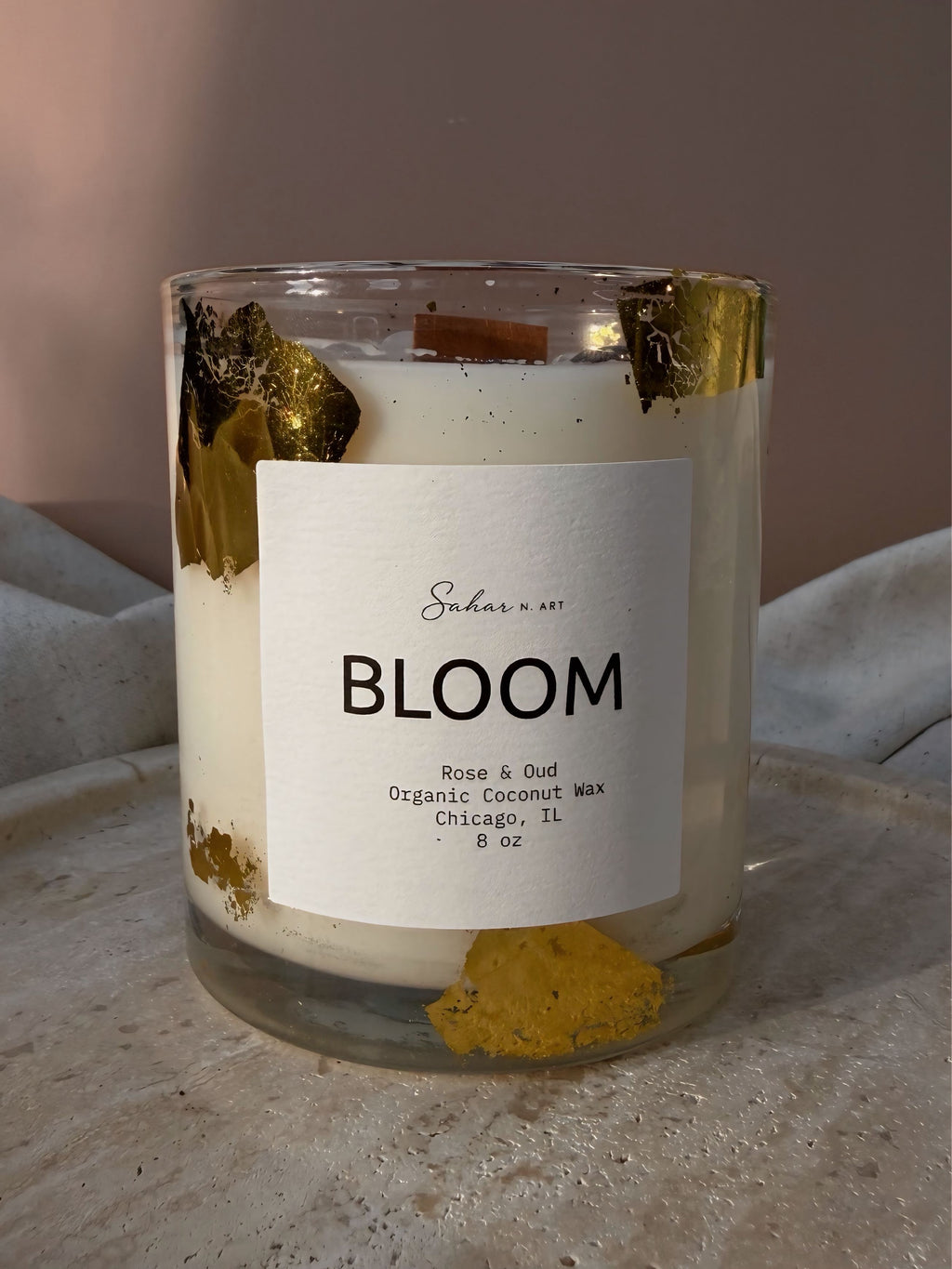 BLOOM — Rose Oud Crystal Candle for Self Love & Growth