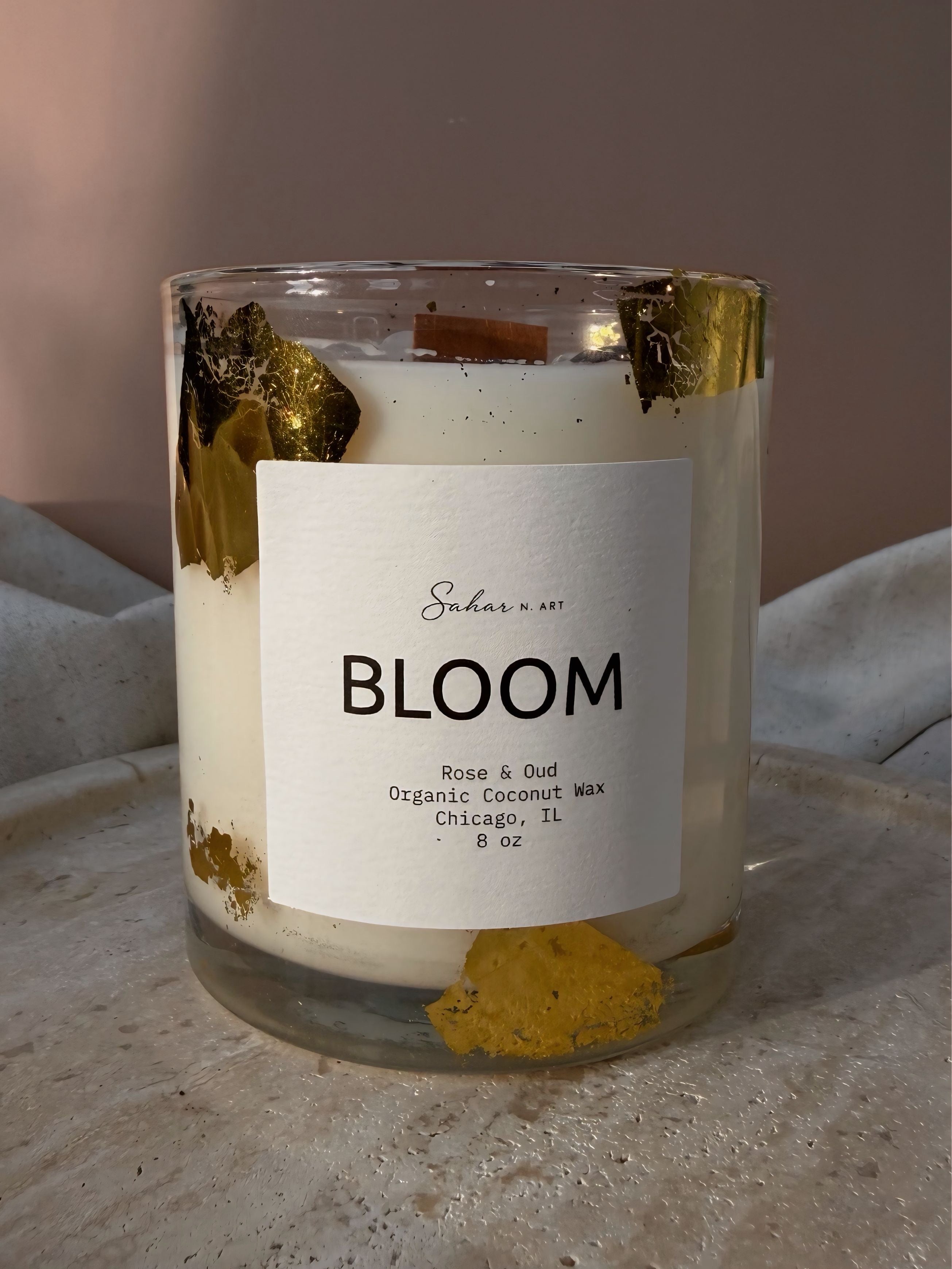 BLOOM — Rose Oud Crystal Candle for Self Love & Growth