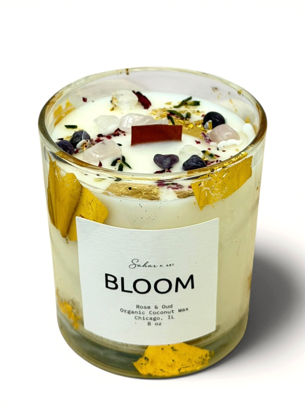 BLOOM — Rose Oud Crystal Candle for Self Love & Growth