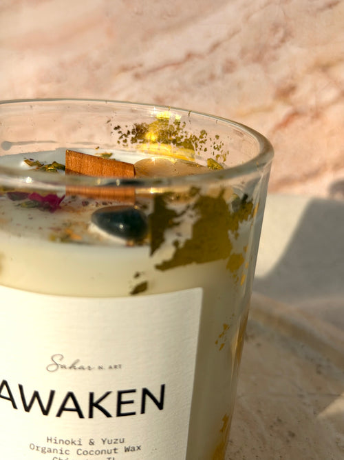 AWAKEN - Citrus & Wood Crystal Candle