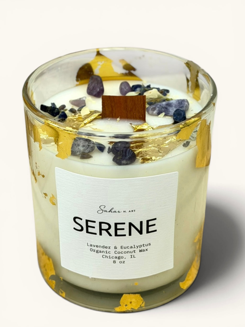 SERENE - Lavender & Eucalyptus Crystal Candle for Calm