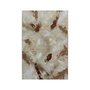Original mixed media abstract artwork with textured ivory, taupe, and warm brown tones creating a serene contemporary composition.